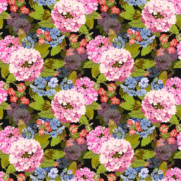 Elegante Naadloze Patroon Met Verbena Bloemen Design Elementen Bloemen Patroon — Stockvector