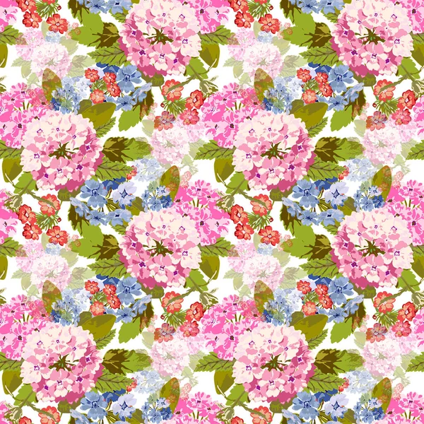 Elegante Naadloze Patroon Met Verbena Bloemen Design Elementen Bloemen Patroon — Stockvector