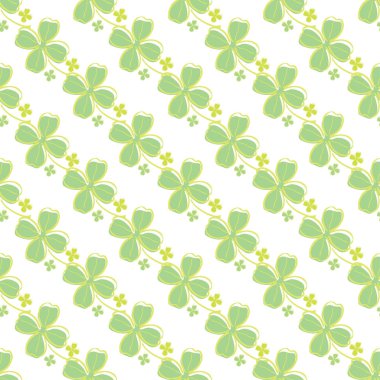 Şanslı yoncalar ve tasarım elementleriyle zarif, pürüzsüz bir desen. Davetiyeler, kartlar, baskı, hediye paketi, imalat, tekstil, kumaş, duvar kağıtları için Patrick deseni