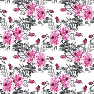 Şakayık çiçekleri ve tasarım elementleri olan zarif, pürüzsüz bir desen. Davetiyeler, kartlar, baskı, hediye paketi, imalat, tekstil, kumaş, duvar kağıtları için çiçek deseni