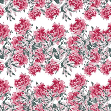 Şakayık çiçekleri ve tasarım elementleri olan zarif, pürüzsüz bir desen. Davetiyeler, kartlar, baskı, hediye paketi, imalat, tekstil, kumaş, duvar kağıtları için çiçek deseni