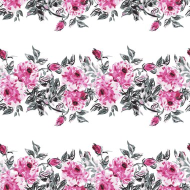 Şakayık çiçekleri ve tasarım elementleri olan zarif, pürüzsüz bir desen. Davetiyeler, kartlar, baskı, hediye paketi, imalat, tekstil, kumaş, duvar kağıtları için çiçek deseni