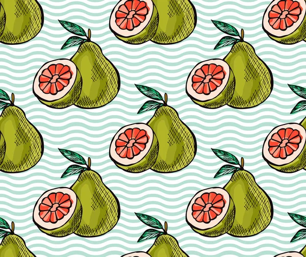 Elegant Seamless Pattern Pomelo Fruits Design Elements Fruit Pattern Invitations — Stock Vector