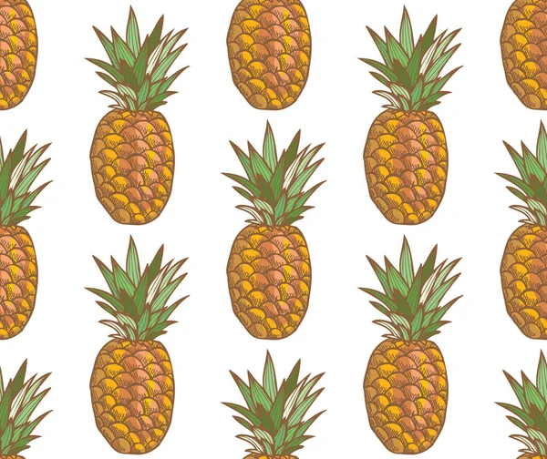 Elegante Patrón Sin Costuras Con Piñas Elementos Diseño Patrón Fruta — Archivo Imágenes Vectoriales