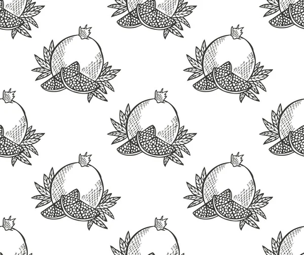 Elegantes Nahtloses Muster Mit Granatäpfeln Designelementen Fruchtmuster Für Einladungen Karten — Stockvektor