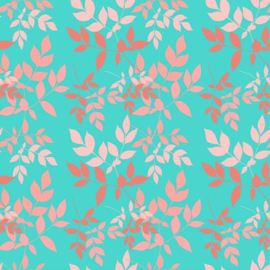 Yaprakları ve tasarım elementleri olan zarif, pürüzsüz bir desen. Davetiyeler, kartlar, baskı, hediye paketi, imalat, tekstil, kumaş, duvar kağıtları için çiçek deseni