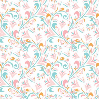 Soyut çiçekleri ve tasarım elementleri olan zarif, pürüzsüz bir desen. Davetiyeler, kartlar, baskı, hediye paketi, imalat, tekstil, kumaş, duvar kağıtları için çiçek deseni