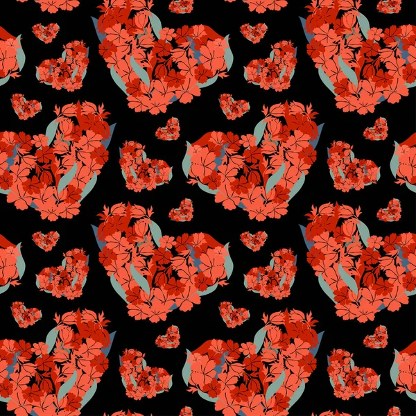 花の心 デザイン要素とエレガントなシームレスなパターン 招待状 カード ギフトラップ ファブリック 壁紙のための花のパターン — ストックベクタ