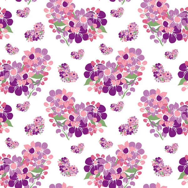 Elegant Seamless Pattern Floral Hearts Design Elements Floral Pattern Invitations — Stock Vector