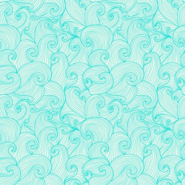 Deniz dalgaları ve tasarım elementleriyle zarif, pürüzsüz bir desen. Davetiyeler, kartlar, baskı, hediye paketi, imalat, tekstil, kumaş, duvar kağıtları için denizcilik deseni