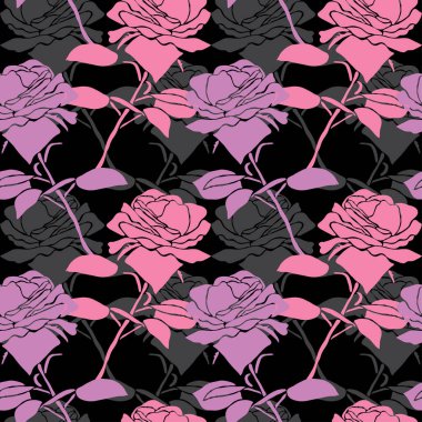 Gül çiçekleri ve tasarım elementleriyle zarif, pürüzsüz bir desen. Davetiyeler, kartlar, baskı, hediye paketi, imalat, tekstil, kumaş, duvar kağıtları için çiçek deseni