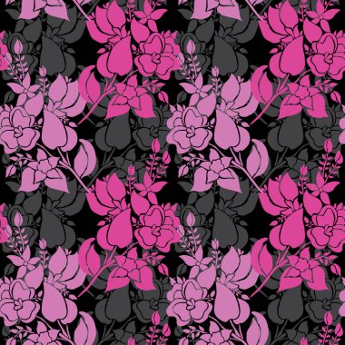 Soyut çiçekleri ve tasarım elementleri olan zarif, pürüzsüz bir desen. Davetiyeler, kartlar, baskı, hediye paketi, imalat, tekstil, kumaş, duvar kağıtları için çiçek deseni
