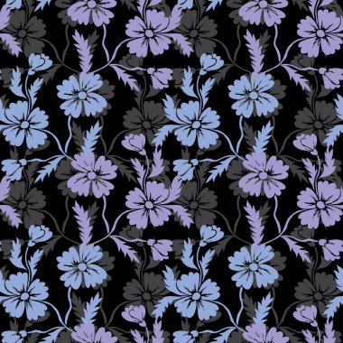 Şık, dikişsiz desenli, çiçek desenli, tasarım elementli. Davetiyeler, kartlar, baskı, hediye paketi, imalat, tekstil, kumaş, duvar kağıtları için çiçek deseni