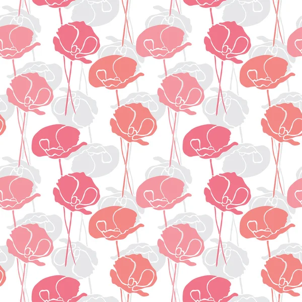 Elegante Naadloze Patroon Met Papaver Bloemen Design Elementen Bloemen Patroon — Stockvector