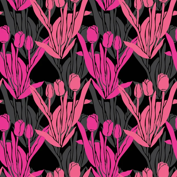 Elegant Naadloos Patroon Met Tulpenbloemen Design Elementen Bloemen Patroon Voor — Stockvector