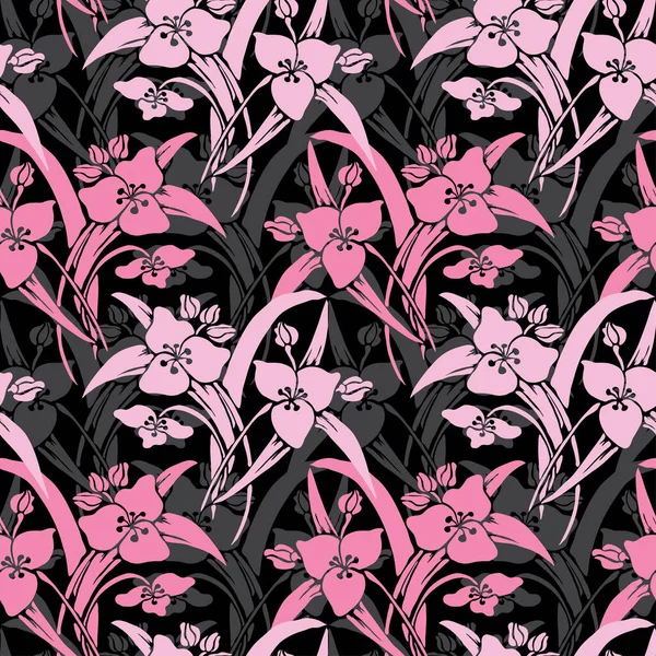 Elegante Naadloze Patroon Met Lelie Bloemen Design Elementen Bloemen Patroon — Stockvector