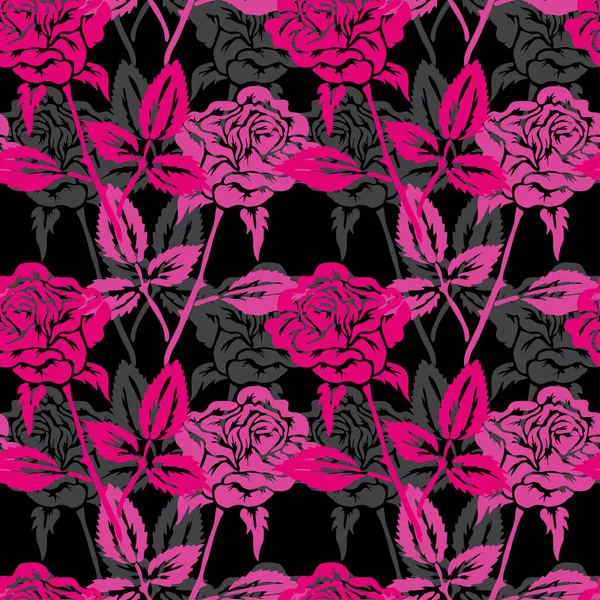 バラの花 デザイン要素とエレガントなシームレスなパターン 招待状 カード ギフトラップ ファブリック 壁紙のための花のパターン — ストックベクタ