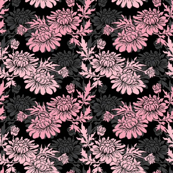 Élégant Motif Sans Couture Avec Des Fleurs Chrysanthème Des Éléments — Image vectorielle