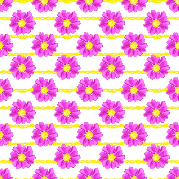 Élégant Motif Sans Couture Avec Des Fleurs Aster Des Éléments — Image vectorielle