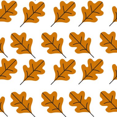 Sonbahar yaprakları, tasarım elementleri ile el çizimi kusursuz desen. Davetiyeler, kartlar, baskı, hediye paketi, imalat, tekstil, kumaş, duvar kağıtları için sonbahar deseni