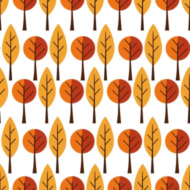 Bauhaus stilinde sonbahar yaprakları, tasarım elementleri ile el çizimi kusursuz desen. Davetiyeler, kartlar, baskı, hediye paketi, imalat, tekstil, kumaş, duvar kağıtları için sonbahar deseni.