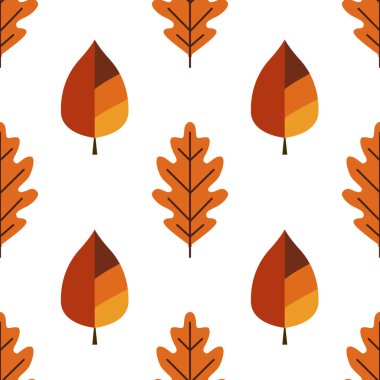Bauhaus stilinde sonbahar yaprakları, tasarım elementleri ile el çizimi kusursuz desen. Davetiyeler, kartlar, baskı, hediye paketi, imalat, tekstil, kumaş, duvar kağıtları için sonbahar deseni.