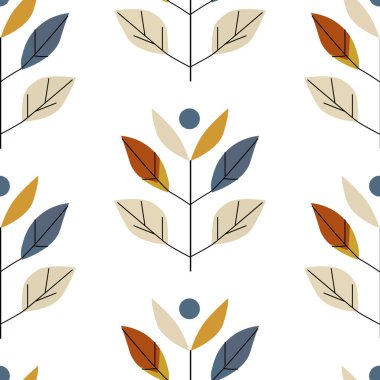 Sonbahar yaprakları, tasarım elementleri ile zarif, pürüzsüz desen. Davetiyeler, kartlar, baskı, hediye paketi, imalat, tekstil, kumaş, duvar kağıtları için sonbahar deseni