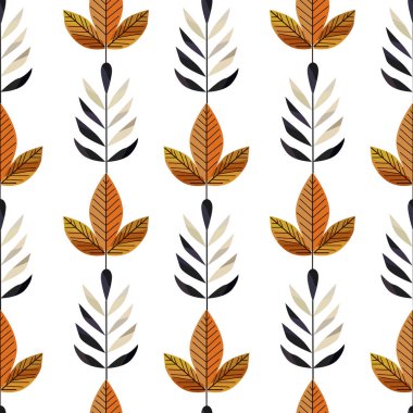 Sonbahar yaprakları, tasarım elementleri ile zarif, pürüzsüz desen. Davetiyeler, kartlar, baskı, hediye paketi, imalat, tekstil, kumaş, duvar kağıtları için sonbahar deseni