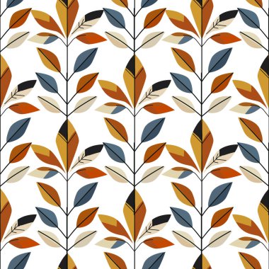 Sonbahar yaprakları, tasarım elementleri ile zarif, pürüzsüz desen. Davetiyeler, kartlar, baskı, hediye paketi, imalat, tekstil, kumaş, duvar kağıtları için sonbahar deseni