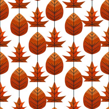 Sonbahar yaprakları, tasarım elementleri ile zarif, pürüzsüz desen. Davetiyeler, kartlar, baskı, hediye paketi, imalat, tekstil, kumaş, duvar kağıtları için sonbahar deseni