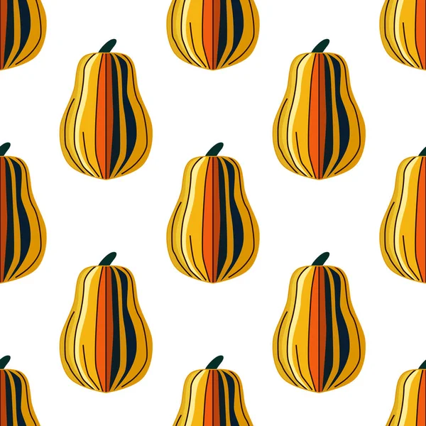 El yapımı cadılar bayramı balkabakları kusursuz desen, tasarım elementleri. Davetiyeler, kartlar, baskı, hediye paketi, imalat, tekstil, kumaş, duvar kağıtları için sonbahar deseni