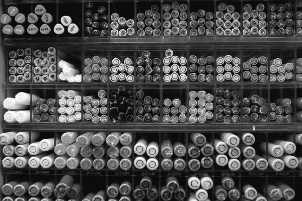 Multicolored drawing materials stored in a store