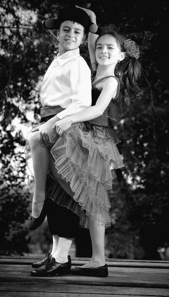 Lovely Young Couple Dancing Having Fun Bridge More Images Same — Stock Photo, Image