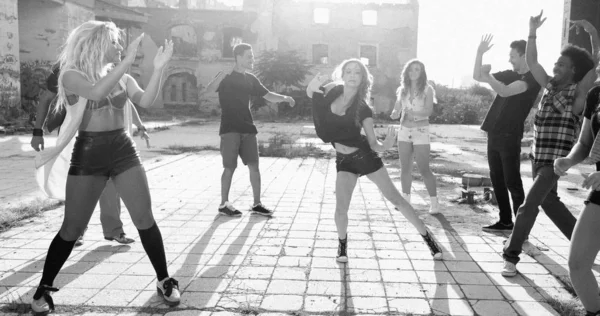 Energetic young hip hop street dancers