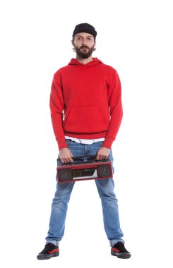 Beyaz arka planda izole genç insanlar komik pozlar veriyorlar..