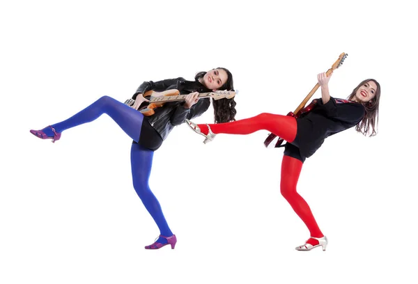 Jóvenes Aislados Sobre Fondo Blanco Con Poses Divertidas —  Fotos de Stock