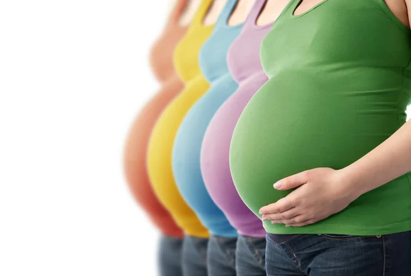Cinco Mujeres Embarazadas Fila — Foto de Stock