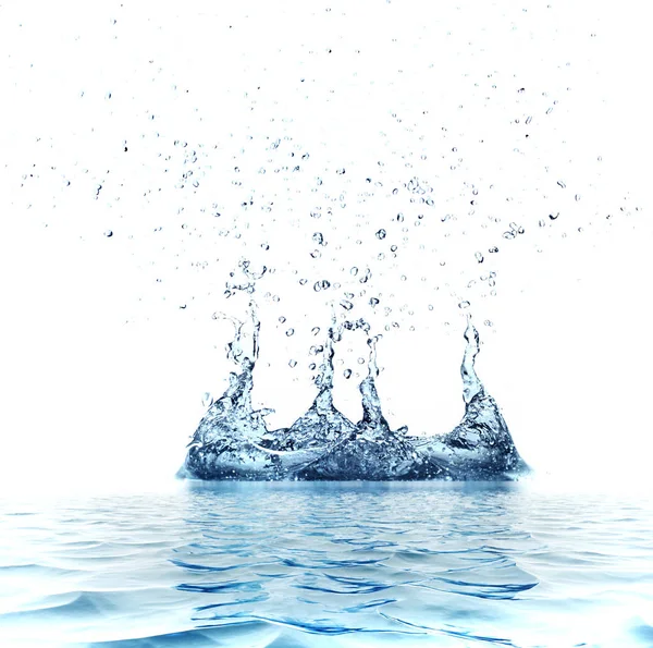 Čistá Voda Stříkající Izolované Bílém Pozadí — Stock fotografie