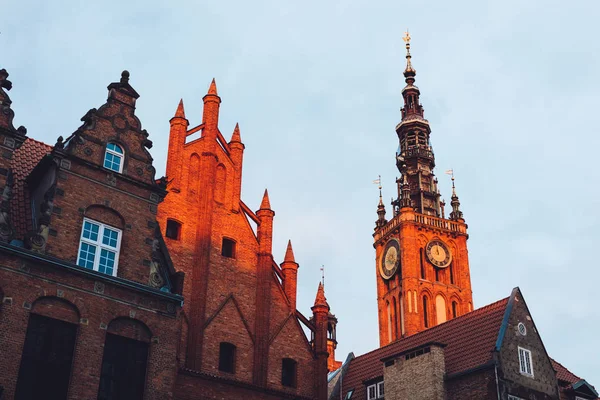 Gamla Stan Byggnader Gdansk Polen Sunrise — Stockfoto