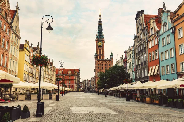 Régi Város Utcája Épületek Gdansk Lengyelország Európai Utazási Célpontok — Stock Fotó