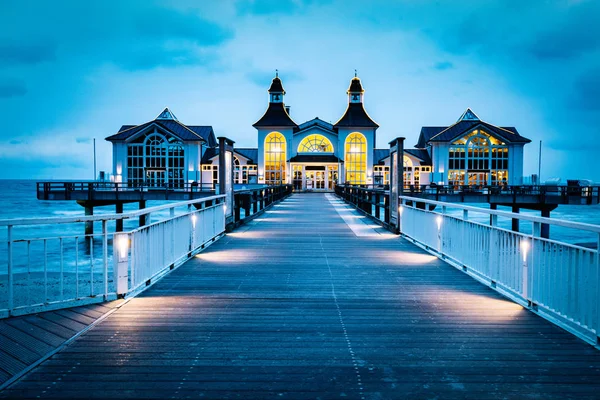 Naturskön Utsikt Över Trä Sellin Pier Ruegen Island Tyskland — Stockfoto