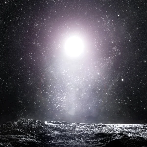 Vacker Utsikt Över Dark Moon Landskap Bakgrund — Stockfoto