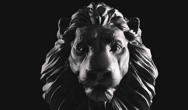 ライオン像 石の彫刻 ガード パワーと誇り高い動物の概念 3Dイラスト — ストック写真