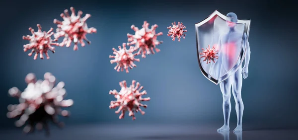 Захист Щита Від Коронавірусу Covid Концептуальний Імунітет Коронавірусу Ілюстрація — стокове фото