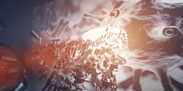 Розбиття Стіни Зображенням Коронавірусу Covid Прорив Надія Майбутнє Ілюстрація — стокове фото