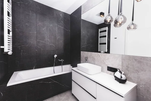 Moderna Nova Casa Banho Luxo Design Interiores Estilo Preto Branco — Fotografia de Stock