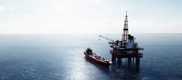 Okyanustaki Petrol Platformu Petrol Petrol Ham Petrol Için Açık Deniz — Stok fotoğraf