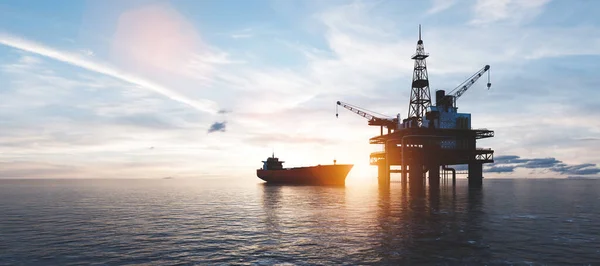 Oil Platform Ocean Offshore Drilling Gas Petroleum Crude Oil Industrial — Stock Photo, Image