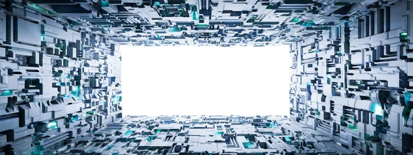 Moderne Technologie Hintergrund Rahmenkomposition Mit Weißem Raum Inneren Leiterplattenmuster Illustration — Stockfoto