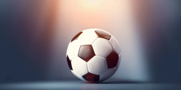 Futbol Spot Işıkları Altında Futbol Topu Sancak Biçimi — Stok fotoğraf